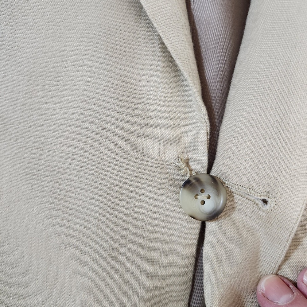 Pronto Uomo Platinum Men 44S 100% Linen Sports Coat Blazer Lined Beige Preppy - Picture 8 of 16